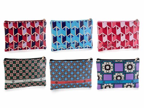 Pochettes in similpelle con eleganti stampe geometriche e chiusura con cerniera