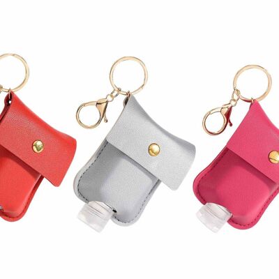 Charm key ring with sanitizing gel container