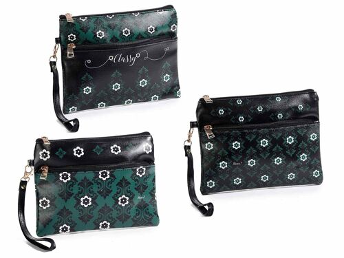 Pochettes borsette a mano in similpelle doppia tasca e zip "Winter pattern" - design 14zero3