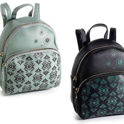 Zainetti donna geometrie in similpelle con doppia tasca stampa"Winter pattern" - design 14zero3
