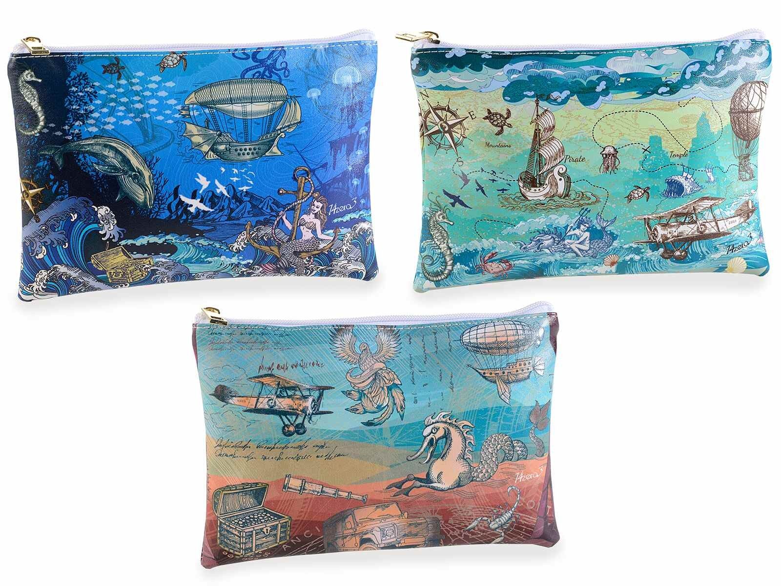 Kunstlederbeutel mit Reißverschluss „Il Viaggio“-Aufdruck 14zero3