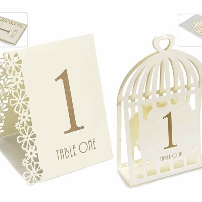 Placeholder numbers for ceremony tables in ecru paper in a pack of 15 pcs