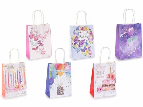 Sacchetti / buste / shopper piccole in carta con stampa Buon Compleanno