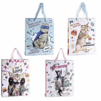 Grands sacs de courses / sacs cadeaux en papier avec motif Happy Birthday imprimé 14zero3