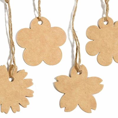 Flower tags / labels in natural color cardboard in a pack of 40 pieces, design 14zero3