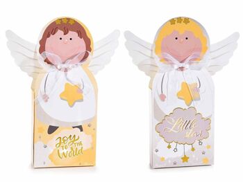 Boîtes en papier "Jolie" avec petit ange avec ailes et noeud 14zero3