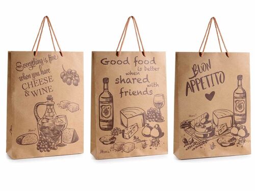 Buste / sacchetti grandi in carta naturale stampata "Gourmet" 14zero3