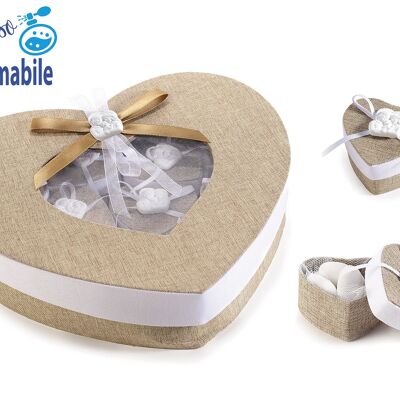 Juego de 12 cajas de regalo con forma de corazón y tiza para bautizo.
