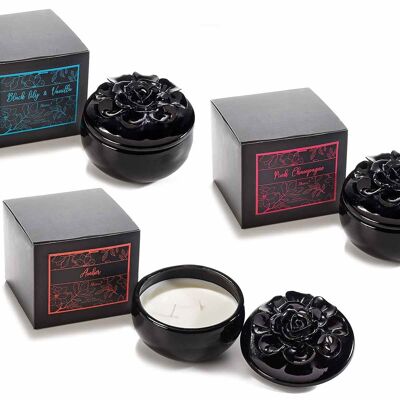 Scented candles in flower ceramic jar in gift box 14zero3