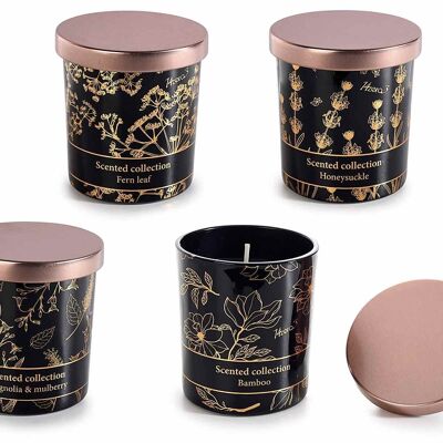 Bougies parfumées en pot avec décorations en bronze et couvercle 14zero3