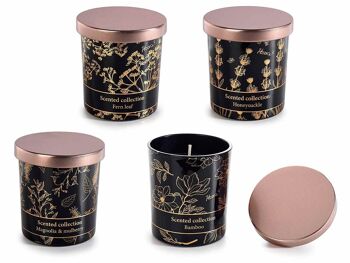 Bougies parfumées en pot avec décorations en bronze et couvercle 14zero3