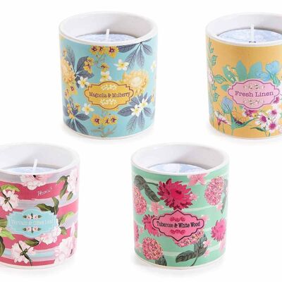 Scented candles in ceramic jar with floral print 14zero3