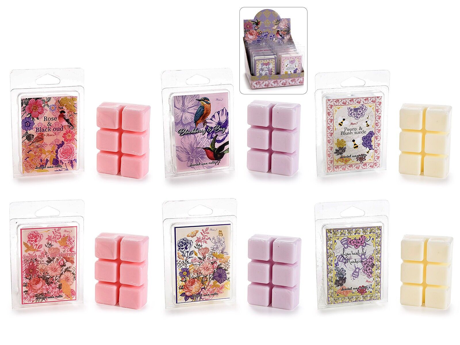 Cubos de cera perfumada en display de 6 paquetes "Foulard" 14zero3