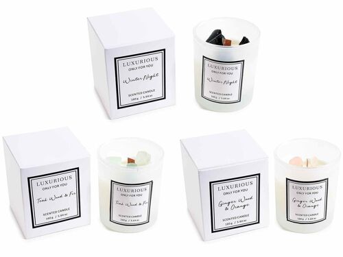 Candele profumate con pietre decorative in confezione regalo