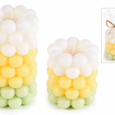 Multicolored Bubble cylinder candles in individual packaging