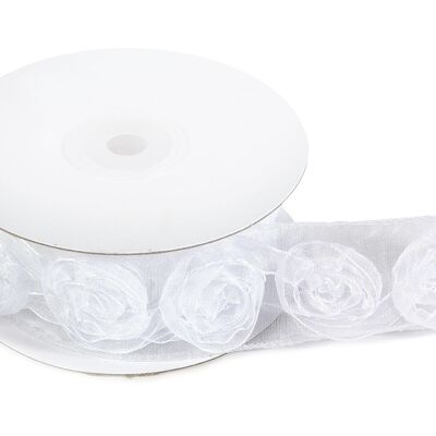 Nastri in organza color bianco con roselline