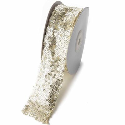 Ribbon with champagne-colored sequins and moldable edge