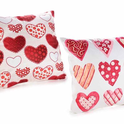 Velvety fabric cushion covers with heart print