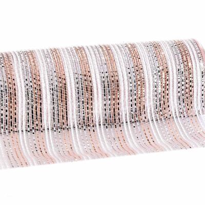 Pink and silver decorative net with lamé inserts