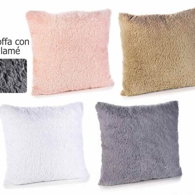 Cushions in soft eco fur with removable covers with lamé threads