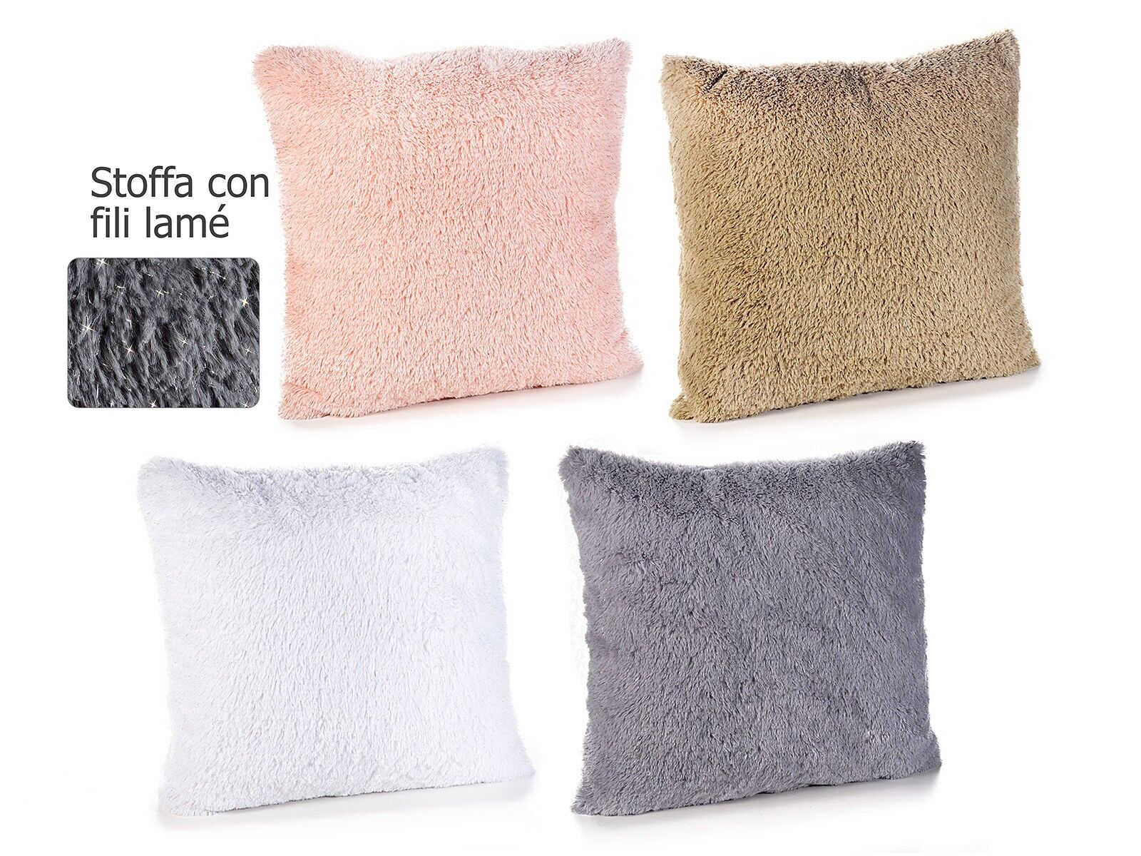 Kissen aus weichem Ökofell mit abnehmbaren Bezügen mit Lamé-Fäden