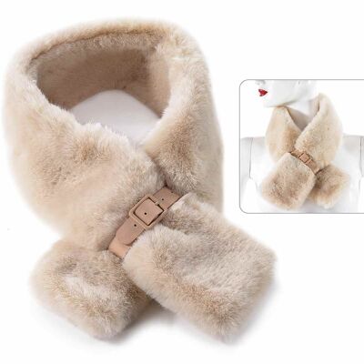 Neck warmer / neck cover in soft eco fur with buckle closure