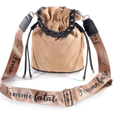 Bolsos bombonera de mujer de tela con bandolera y cadena mate
