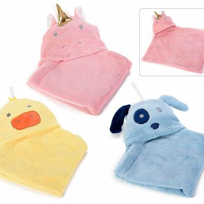 Animal hooded towels for children to hang in polyester