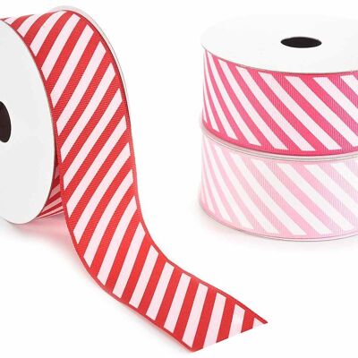Grosgrain ribbons with oblique stripes
