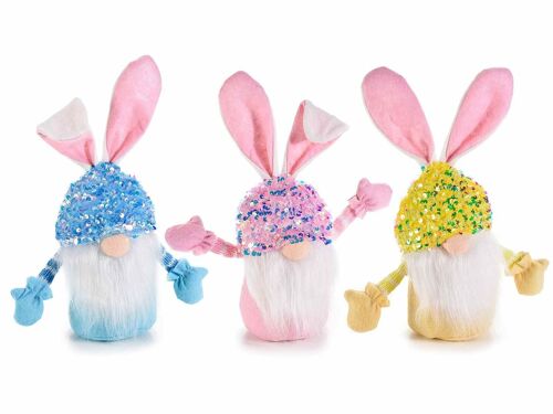 Gnomi coniglietti portadolci con cappellini in paillettes e orecchie lunghe