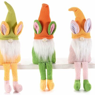 Gnomes doux à longues jambes avec oreilles de lapin et chapeau malléable
