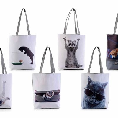 Taschen aus Kunstleder und Nylon in Used-Optik mit Tiermotiven, Innentasche und Reißverschluss 14zero3