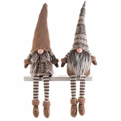 Mama/Weihnachtsmann mit langen Beinen zum Stehen mit Mütze und Bart aus Ökofell