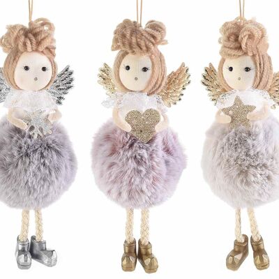 Long legged angels with soft faux fur to hang and glitter decoration