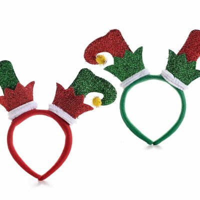 Cerchietti natalizi in panno con scarponcini da elfo in stoffa lamè