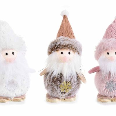 Santa Claus characters with soft eco-fur hat, Christmas decoration and wooden feet to stand on