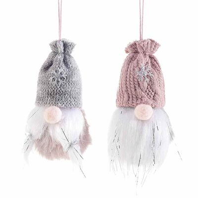 Father / Mother Christmas in eco-fur with silver threads to hang