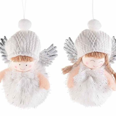 Eco-fur little angels with silver threads to hang