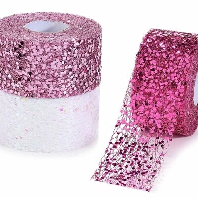 Christmas pink ribbons with sequins