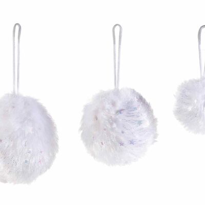 Eco-fur Christmas baubles with stars and glitter to hang in a set of 3 pieces