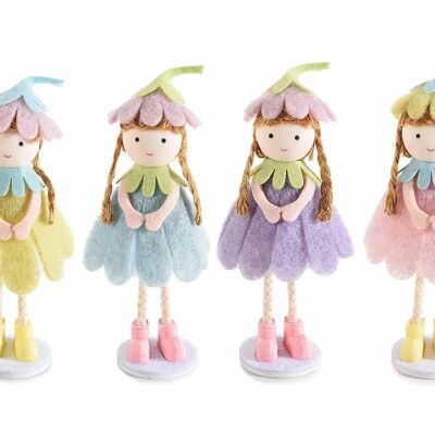 Flower fairies with cloth and tulle skirt on a round base