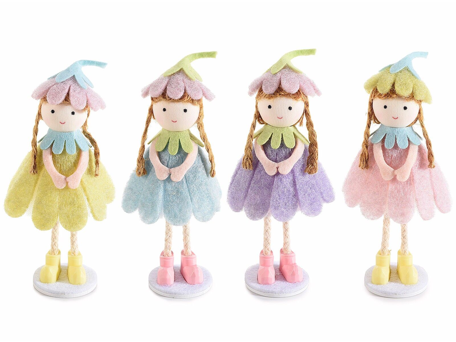 Fatine dei fiori con gonna in panno e tulle su base tonda