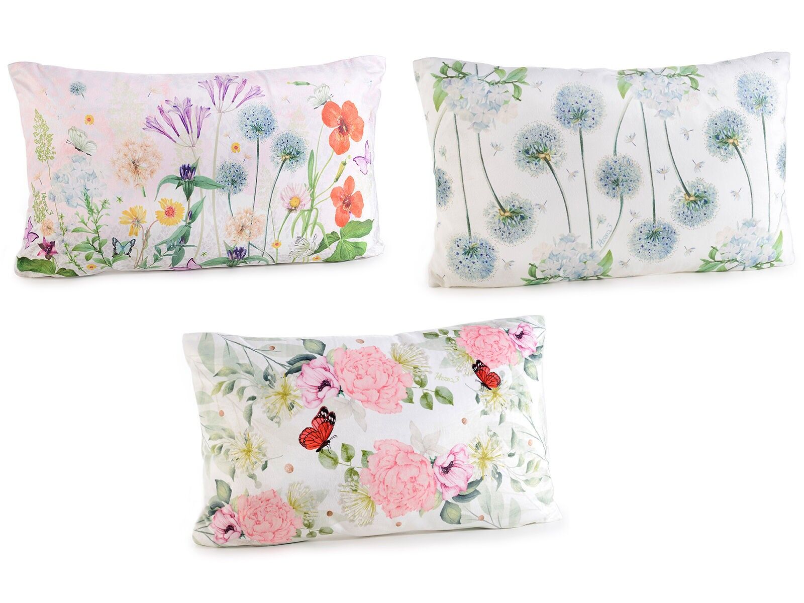 Cuscino rettangolare imbottito sfoderabile rettangolare "Fiori di Campo" 14zero3