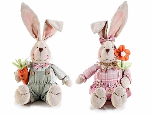 Conigli decorativi in stoffa con fiore e carota
