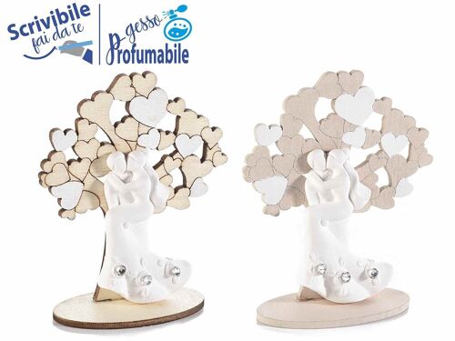 Decorazioni da appoggiare con Albero della vita e coppia di sposi in gesso profumabile