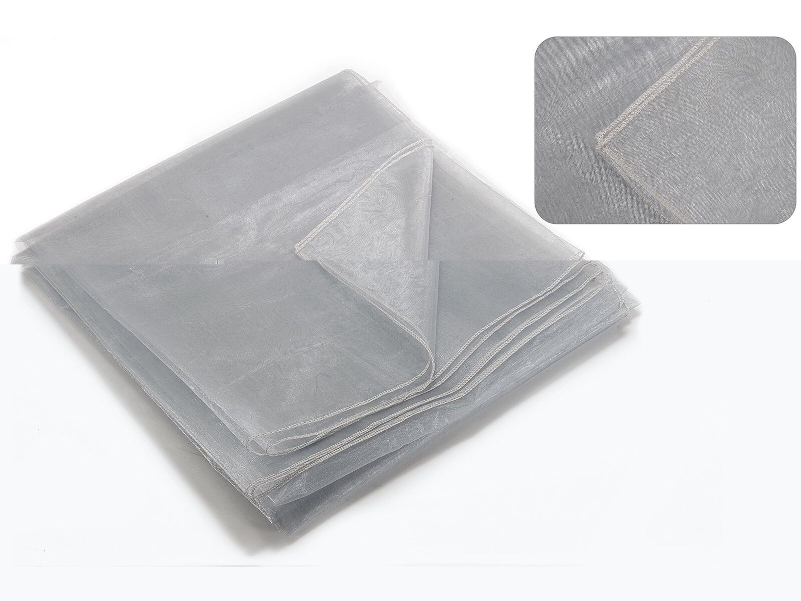 Teli in tessuto di organza orlato color argento