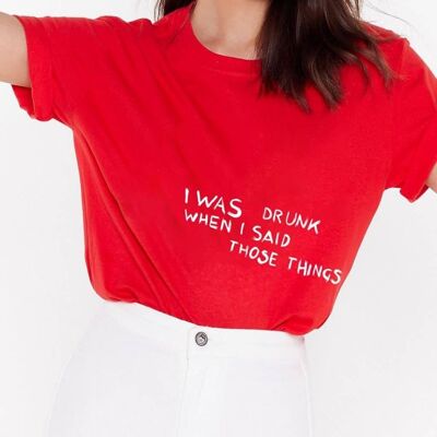 T-Shirt "I was Drunk"__S / Rosso