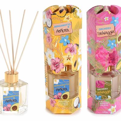 100 ml air fresheners with scent stick in tropical design gift box