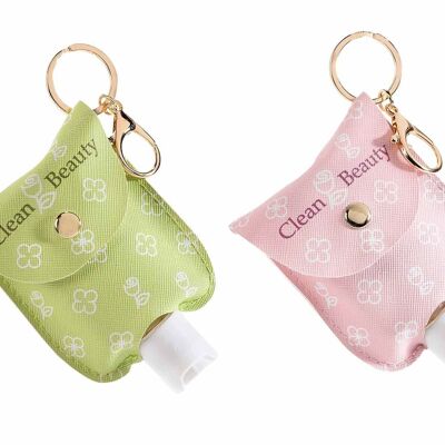 Charm/porta chiavi con custodia e gel igienizzante per le mani 30 ml