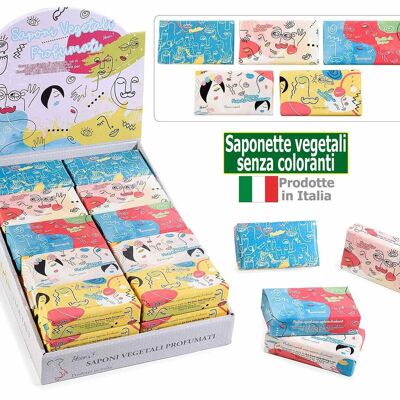 150 g de savons végétaux sans colorants dans un présentoir conçu par Volti di Donne - Made in Italy design 14zero3